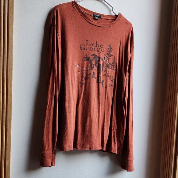J. Crew Orange Lake George Long Sleeve Jersey Size Large - Picture 4 of 15
